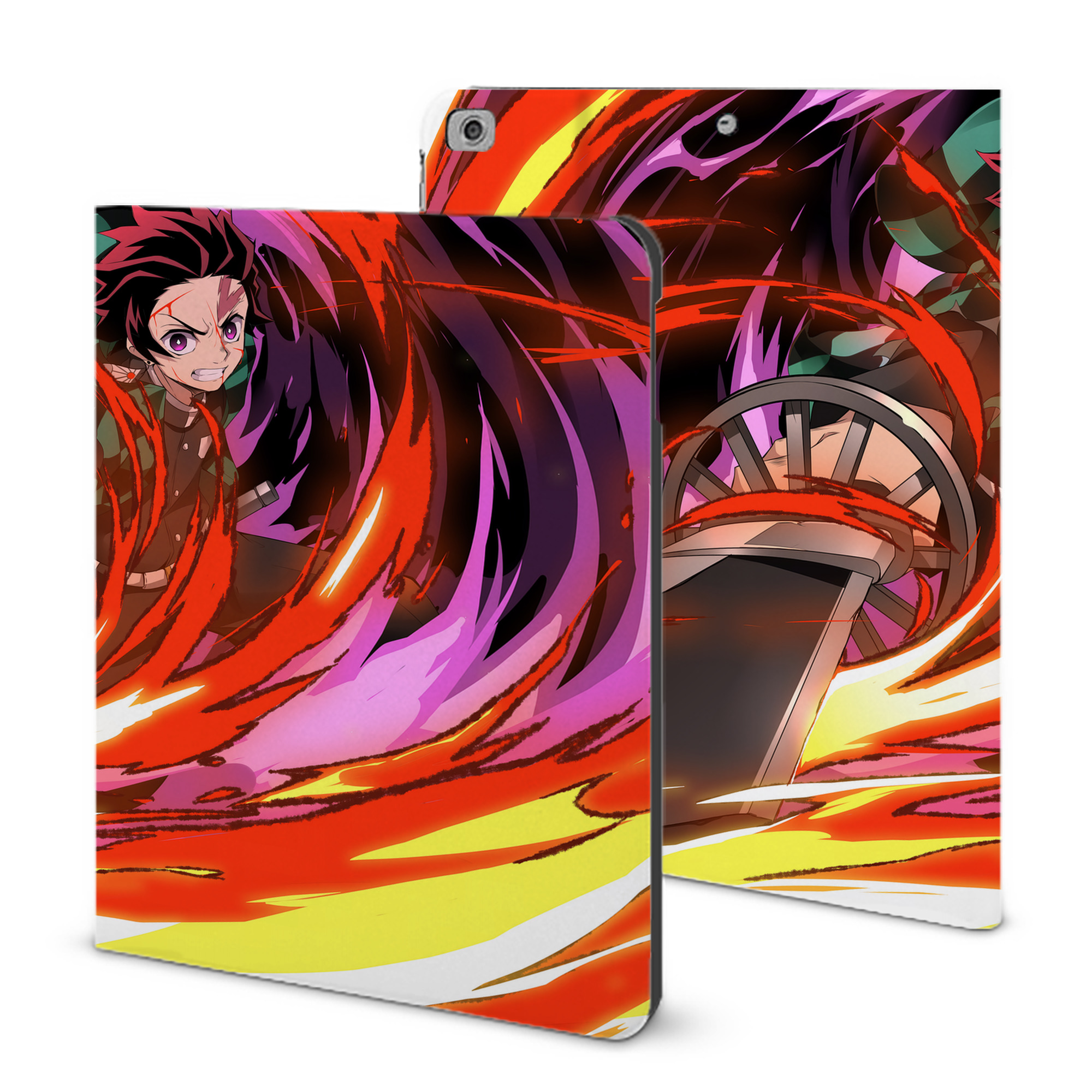 （画像用） 鬼滅の刃（きめつのやいば）竈門 炭治郎／かまど たんじろう Kamado Tanjirou IPad ケース ブック型 PUレザー TPU 耐衝撃 軽量 薄型 ペン収納なし 全面保護 IPad 各モデル対応